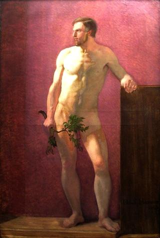 Model Study of a Young Man with a Branch in His Hand