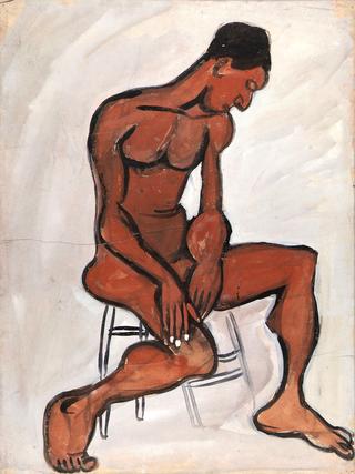 Male Nude on a Stool