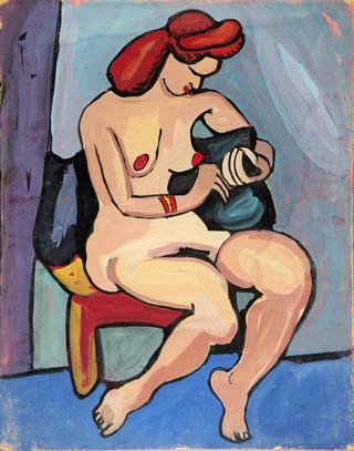 Seated Female Nude with Auburn Hair