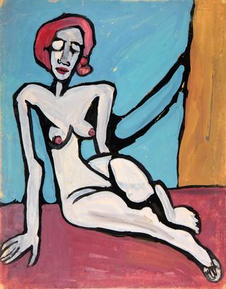 Seated Female Nude with Red Hair