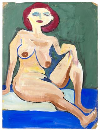 Seated Female Nude with Red Hair