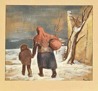 Woman with Child in Snow
