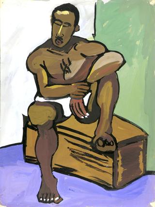 Male Model Seated on Box