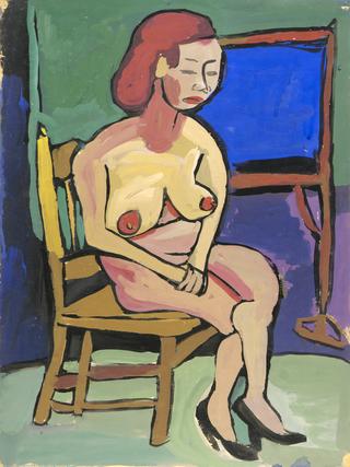 Seated Female Nude with Black Shoes