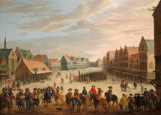 Prince Maurice of Orange dismissing the mercenaries in Neude Square in Utrecht on 31 July 1618