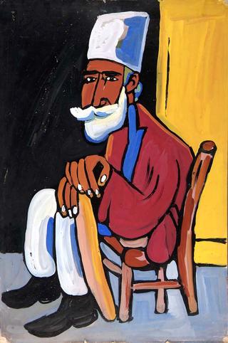 Bearded Man in Tan Chair