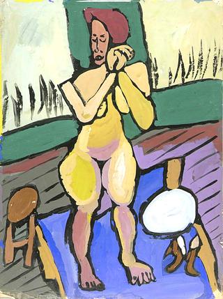 Standing Female Nude with Stool and Table