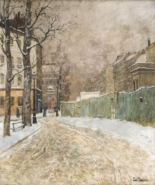A Parisian street scene in winter