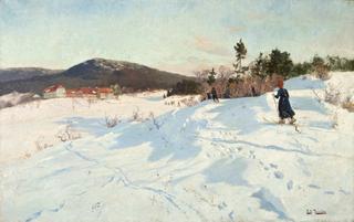 Winter Scene with a Skier