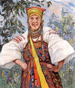 Young Woman in Traditional Ukranian Costume