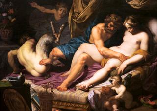 Hercules Kicking Faunus out of Omfale's Bed