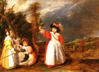 Young Children Playing in a Landscape