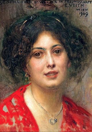 Portrait of a Young Woman in a Red Dress