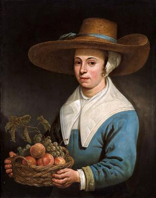 Girl with a Straw Hat, with a Basket of Grapes