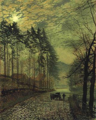 Near Hackness, a Moonlit Scene with Pine Trees