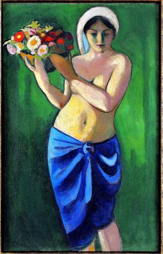 Woman Carrying a Flower Bowl