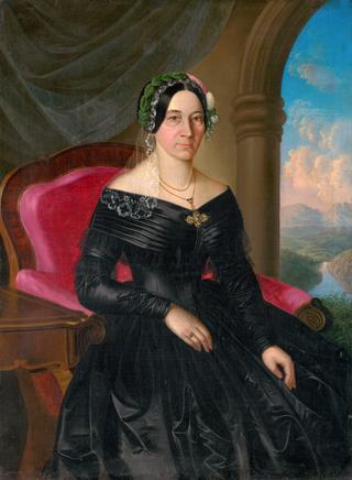 Portrait of a Seated Lady with a Landscape in the Background