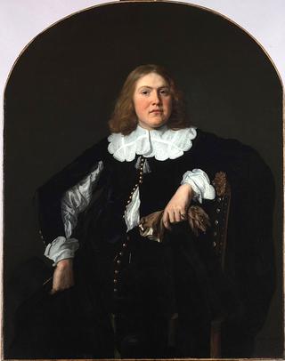 Portrait of a Seated Young Man Holding Gloves in his Left Hand