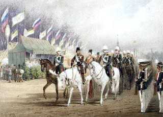 Alexander II and Naser ad-Din Shakh at the Parade