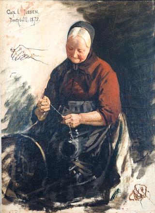 Old Woman at a Spinning Wheel