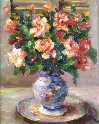 Still life of roses in a vase