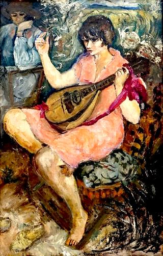 Woman Playing a Mandolin