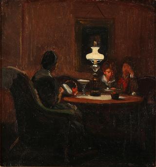 Family in the Glow of the Lamp