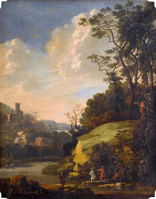 Hilly Landscape with Figures by a River