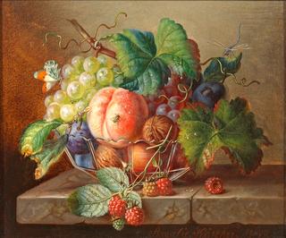 Still Life with Fruit, Walnuts, and Insects