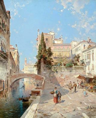 Venetian scene with Palazzo d'Ario