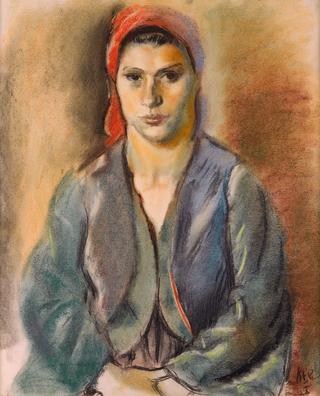 A Young Turkish Woman with Red Scarf