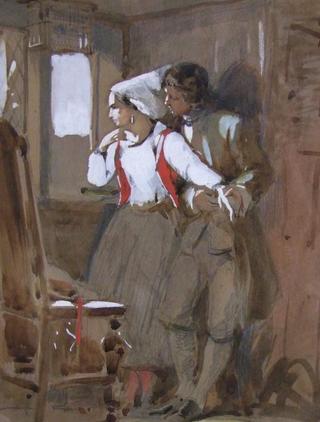 Interior Scene with Couple by the Window