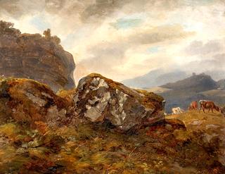 Mountain Landscape with Grazing Cattle