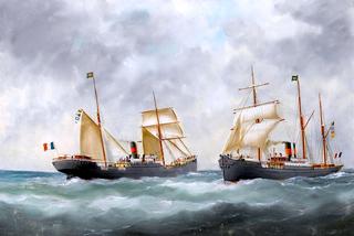 The Ships La Pacifique and Tropique Passing at Sea