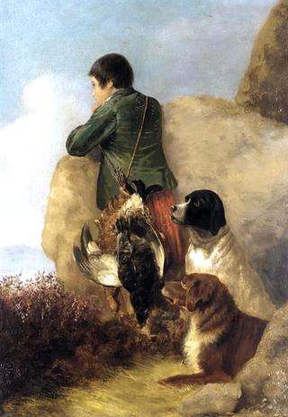 Boy with Game and Dogs