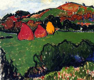Nagybánya Landscape with Haystacks