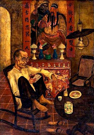 Old Man Reading Book
