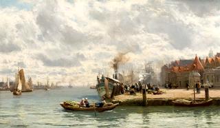 A Busy Harbor Scene