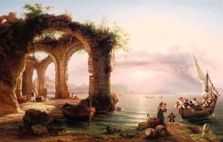 Loved ones returning at dusk, The Bay of Naples