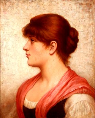 Bust Profile Portrait of a Young Beauty