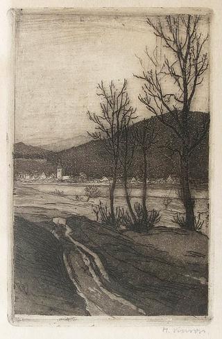 Landscape with road and town