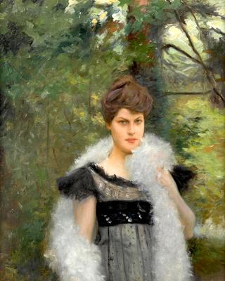 Woman with Marabou Boa