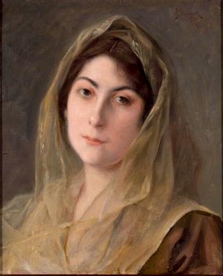 Potrait of a Woman in a Sheer Chiffon Headdress