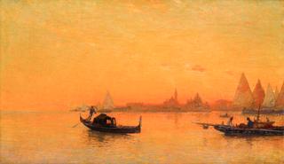 A View of Venice at Sunset