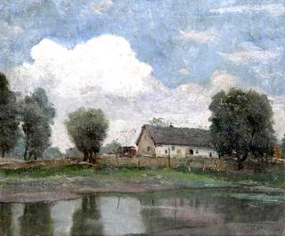 Hungarian Landscape with Farmhouse near the Water
