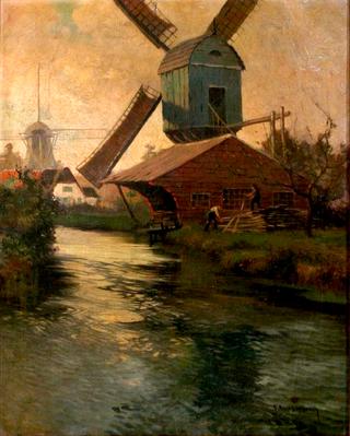 Landscape with Windmill near Stream with Sawmill