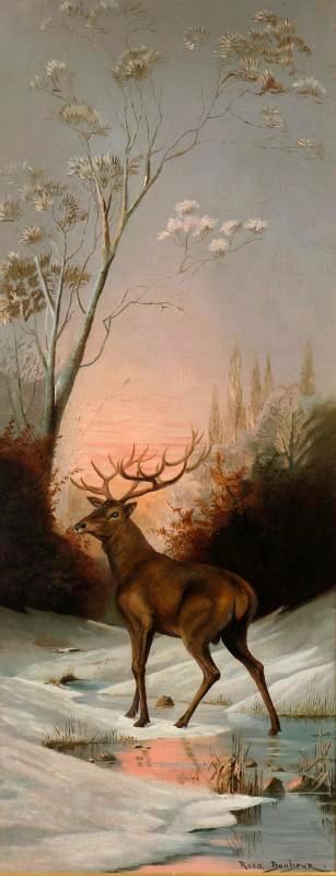Snow Scene with Stag in the Woods