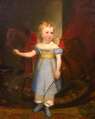 Portrait of a Blond Curly-Haired Boy with a Rocking Horse: Quincy Adams Shaw as a Boy