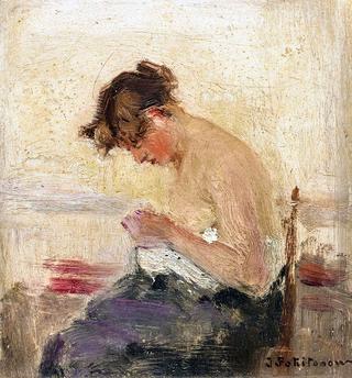 Woman sewing