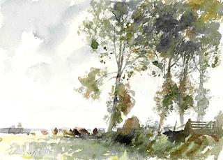 Norfolk Landscape with Cattle
